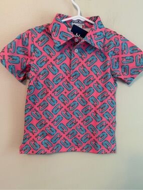 Blue Quail Pink Crocodile Polo